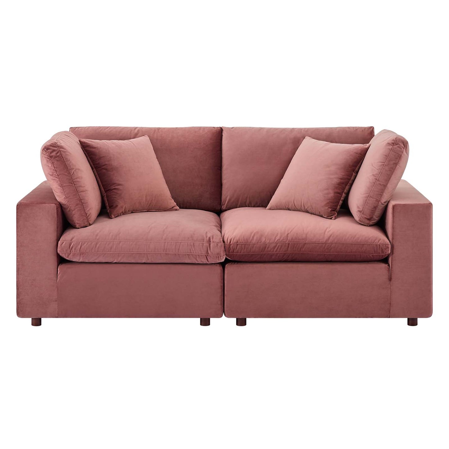 Commix Down Filled Overstuffed Performance Velvet Loveseat, Velvet, Pink, 20560