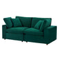 Commix Down Filled Overstuffed Performance Velvet Loveseat, Velvet, Green, 20561