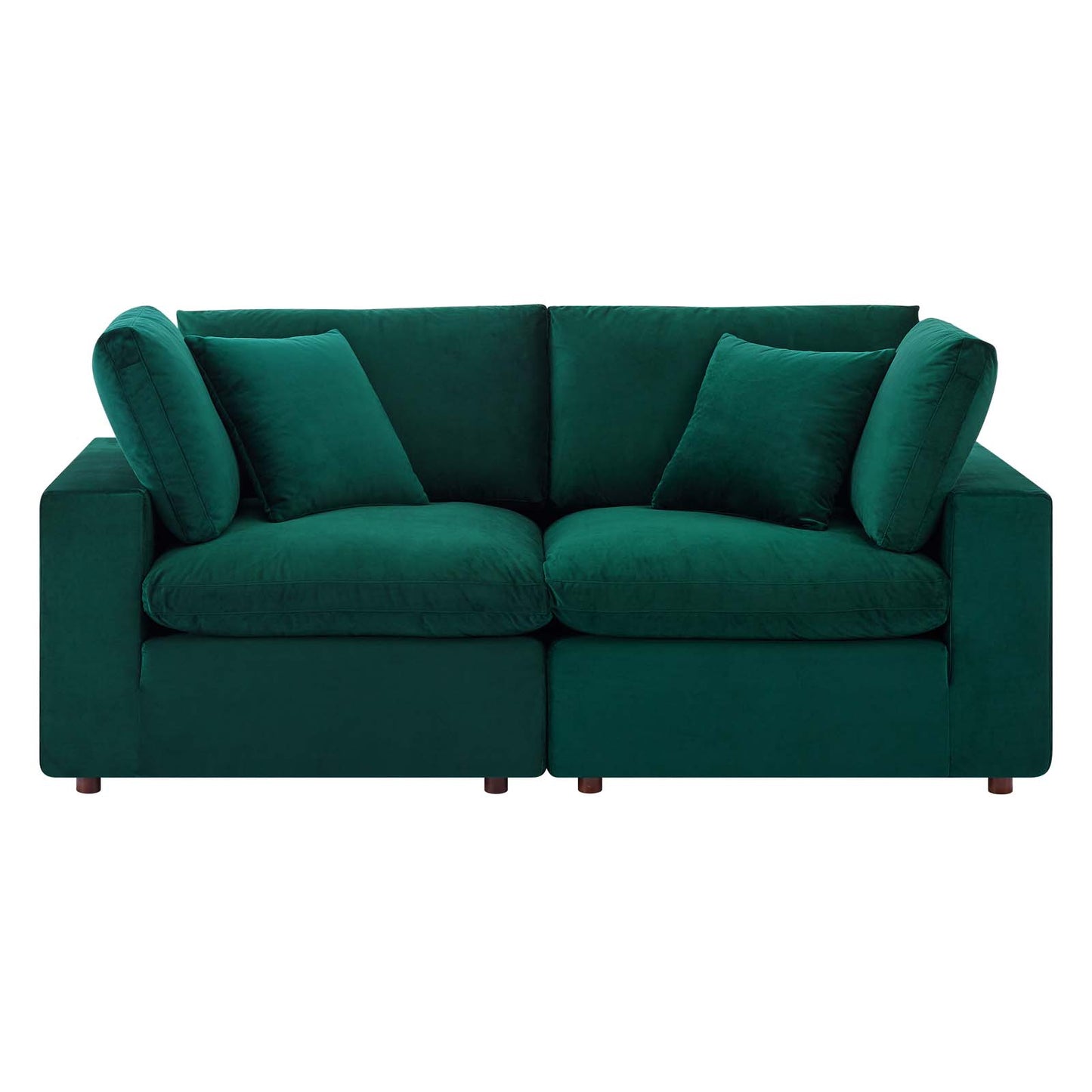 Commix Down Filled Overstuffed Performance Velvet Loveseat, Velvet, Green, 20561