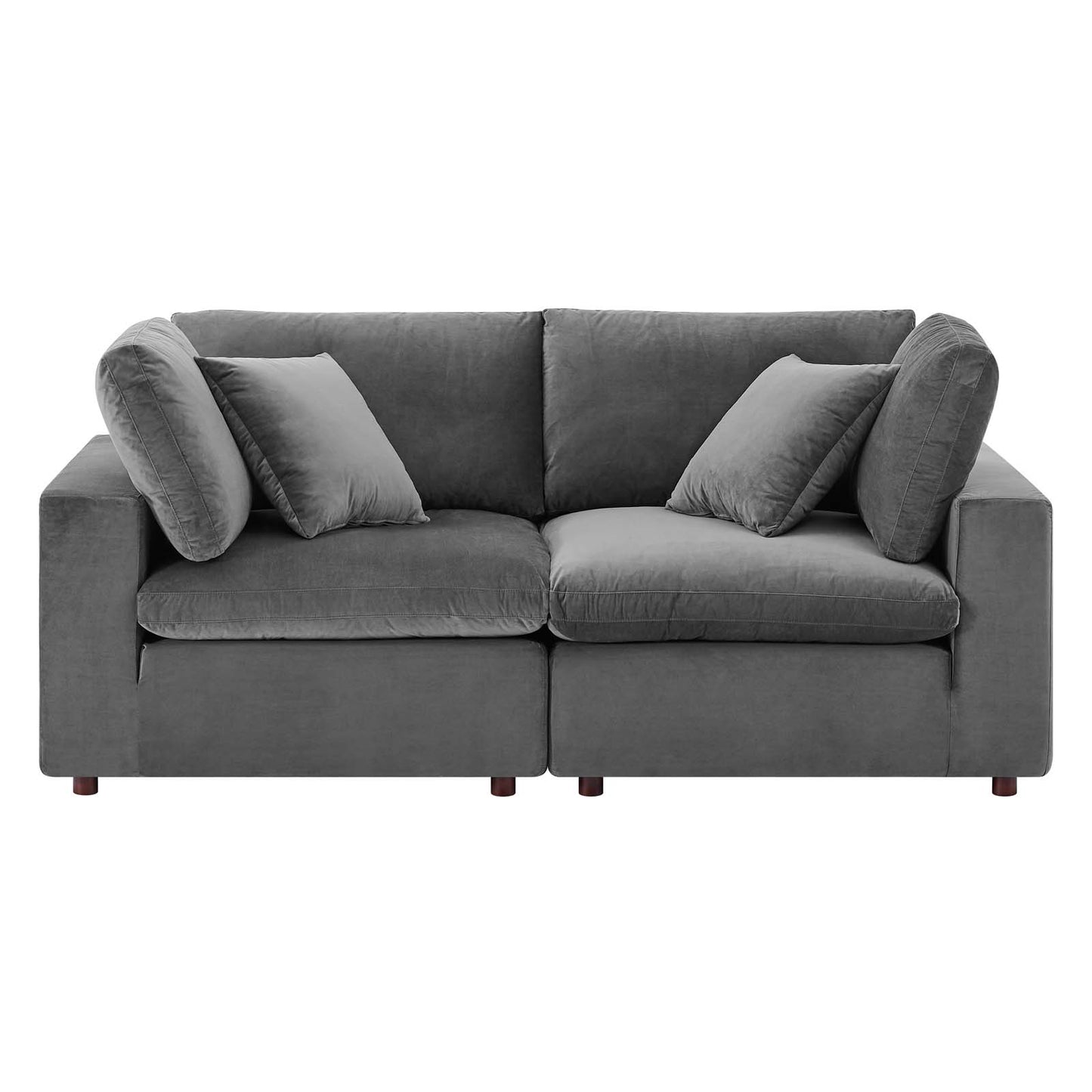 Commix Down Filled Overstuffed Performance Velvet Loveseat, Velvet, Grey Gray, 20562