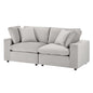 Commix Down Filled Overstuffed Performance Velvet Loveseat, Velvet, Light Grey Gray, 20563