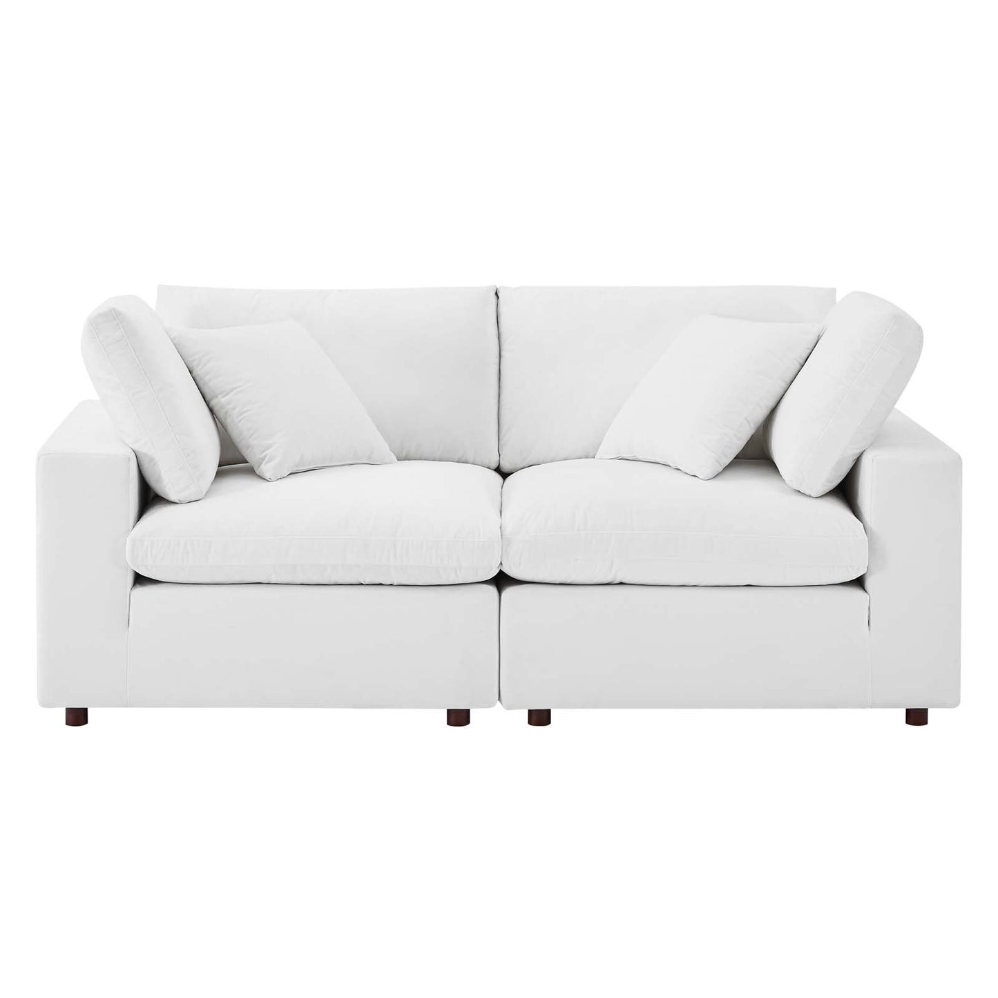 Commix Down Filled Overstuffed Performance Velvet Loveseat, Velvet, White, 20565