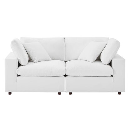 Commix Down Filled Overstuffed Performance Velvet Loveseat, Velvet, White, 20565