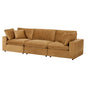 Commix Down Filled Overstuffed Performance Velvet 3-Seater Sofa, Velvet, Brown, 20566