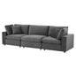 Commix Down Filled Overstuffed Performance Velvet 3-Seater Sofa, Velvet, Grey Gray, 20569
