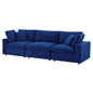 Commix Down Filled Overstuffed Performance Velvet 3-Seater Sofa, Velvet, Blue Navy, 20571