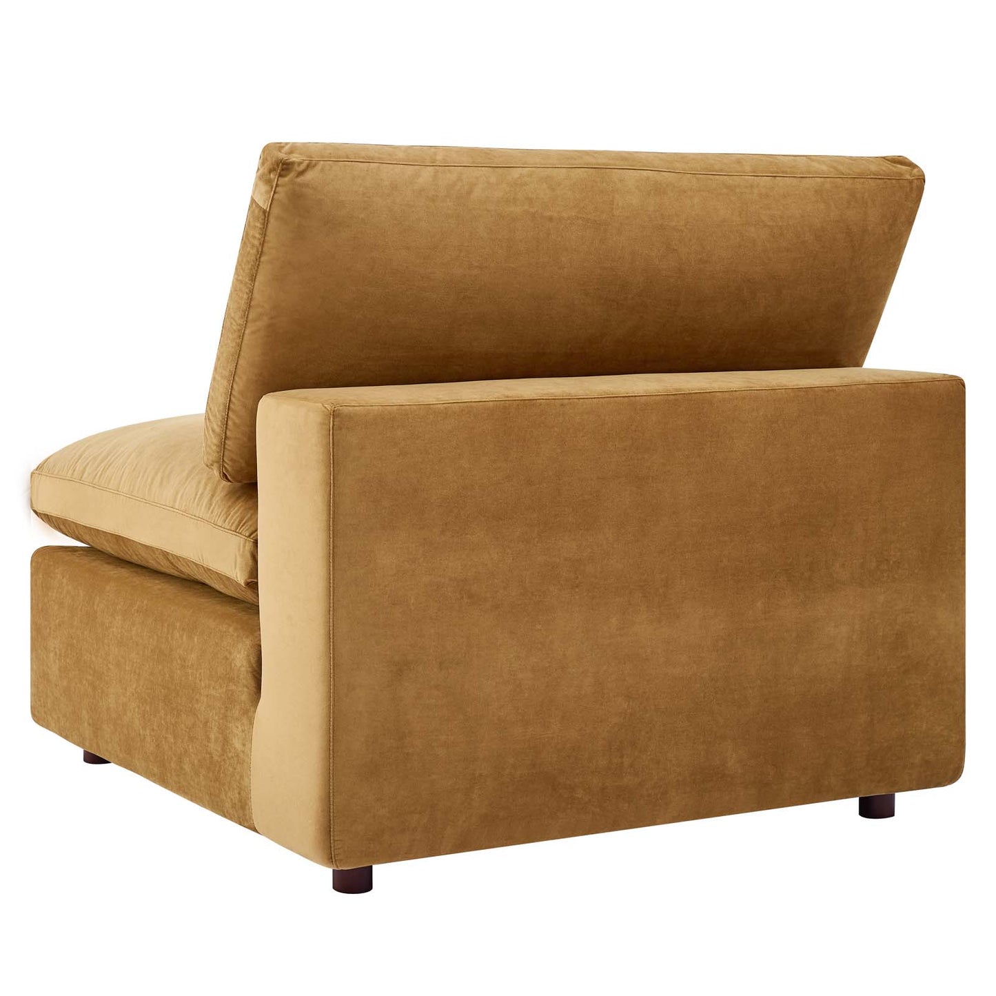 Commix Down Filled Overstuffed Performance Velvet 4-Piece Sectional Sofa, Velvet, Brown, 20573