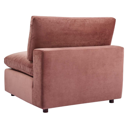 Commix Down Filled Overstuffed Performance Velvet 4-Piece Sectional Sofa, Velvet, Pink, 20574
