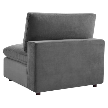 Commix Down Filled Overstuffed Performance Velvet 4-Piece Sectional Sofa, Velvet, Grey Gray, 20576