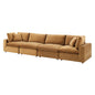 Commix Down Filled Overstuffed Performance Velvet 4-Seater Sofa, Velvet, Brown, 20580