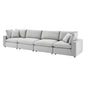 Commix Down Filled Overstuffed Performance Velvet 4-Seater Sofa, Velvet, Light Grey Gray, 20584