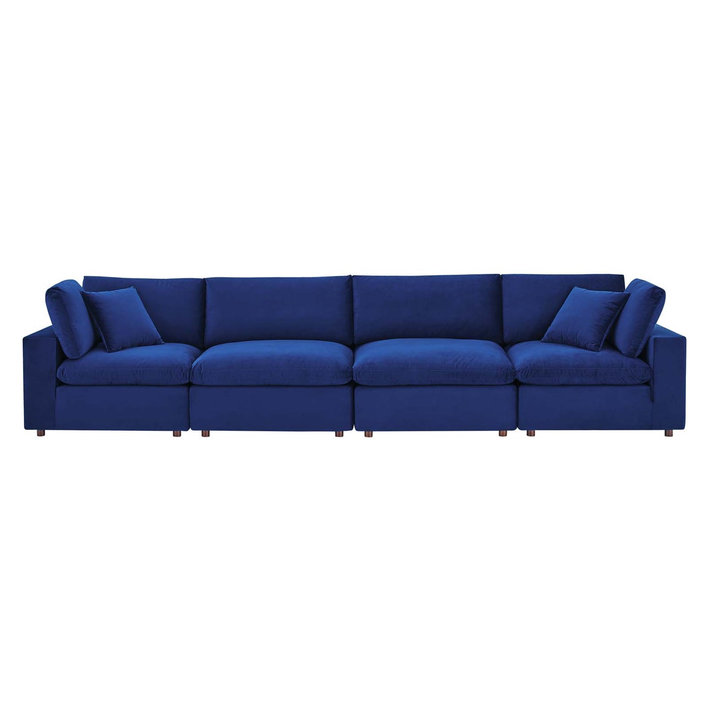 Commix Down Filled Overstuffed Performance Velvet 4-Seater Sofa, Velvet, Blue Navy, 20585