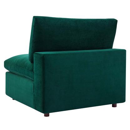 Commix Down Filled Overstuffed Performance Velvet 5-Piece Sectional Sofa, Velvet, Green, 20589