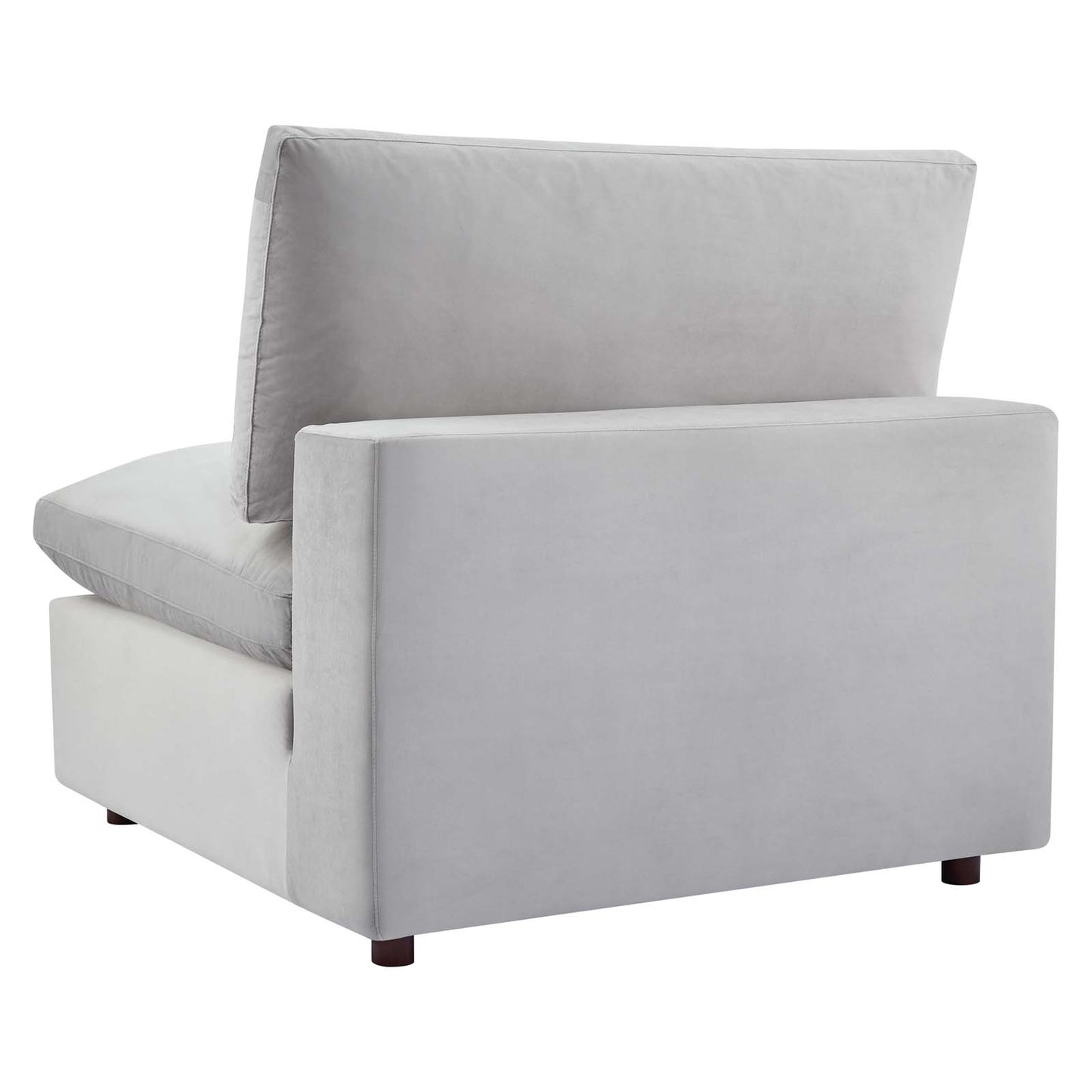 Commix Down Filled Overstuffed Performance Velvet 5-Piece Sectional Sofa, Velvet, Light Grey Gray, 20591