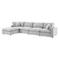Commix Down Filled Overstuffed Performance Velvet 5-Piece Sectional Sofa, Velvet, Light Grey Gray, 20591