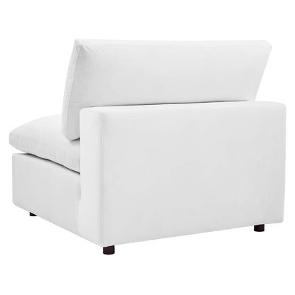 Commix Down Filled Overstuffed Performance Velvet 5-Piece Sectional Sofa, Velvet, White, 20593