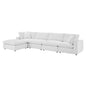 Commix Down Filled Overstuffed Performance Velvet 5-Piece Sectional Sofa, Velvet, White, 20593