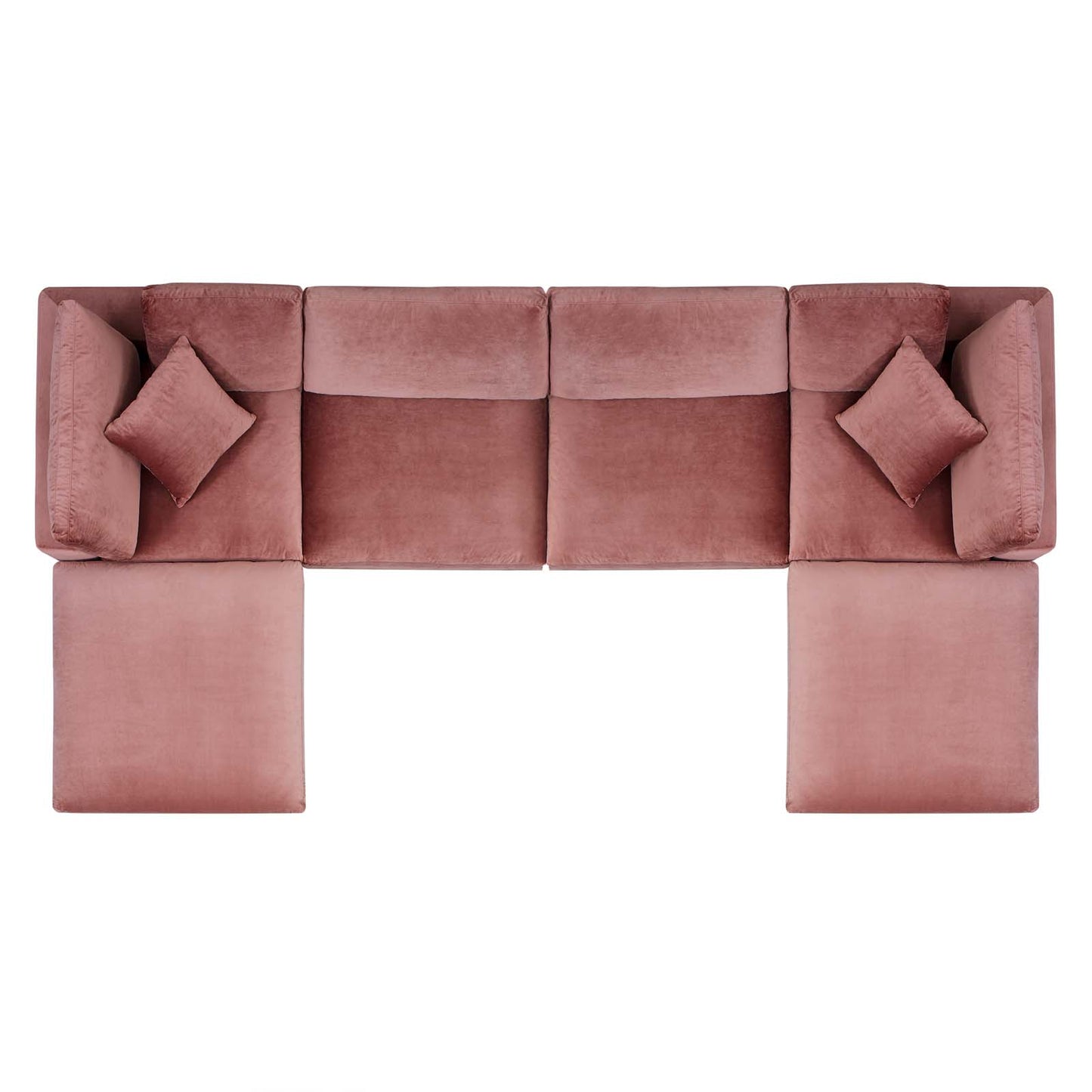 Commix Down Filled Overstuffed Performance Velvet 6-Piece Sectional Sofa, Velvet, Pink, 20595