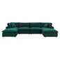 Commix Down Filled Overstuffed Performance Velvet 6-Piece Sectional Sofa, Velvet, Green, 20596