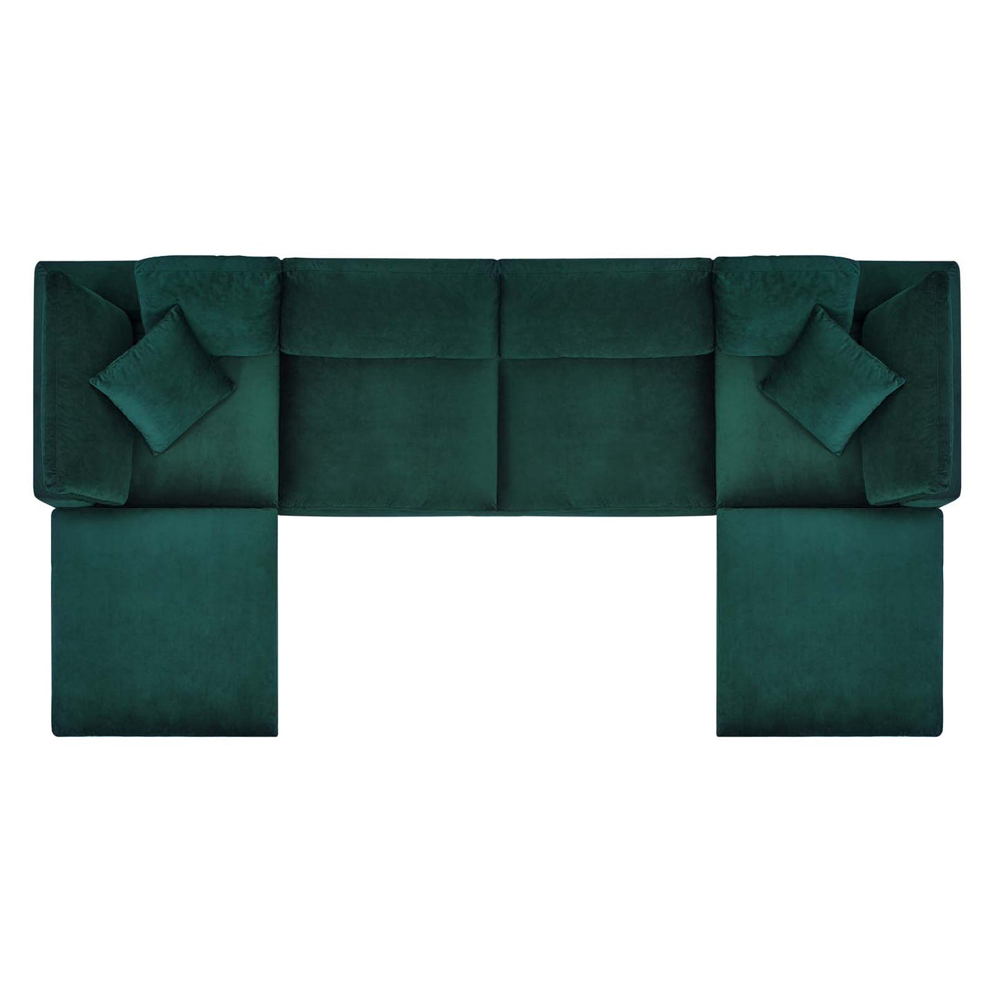 Commix Down Filled Overstuffed Performance Velvet 6-Piece Sectional Sofa, Velvet, Green, 20596