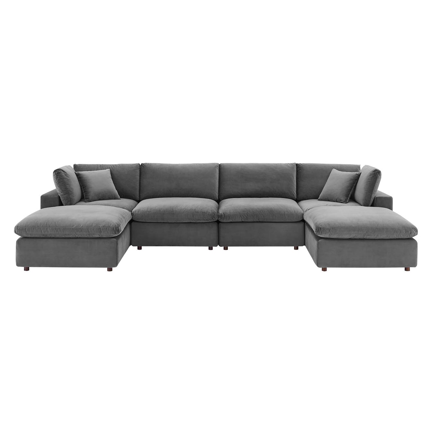 Commix Down Filled Overstuffed Performance Velvet 6-Piece Sectional Sofa, Velvet, Grey Gray, 20597