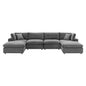 Commix Down Filled Overstuffed Performance Velvet 6-Piece Sectional Sofa, Velvet, Grey Gray, 20597
