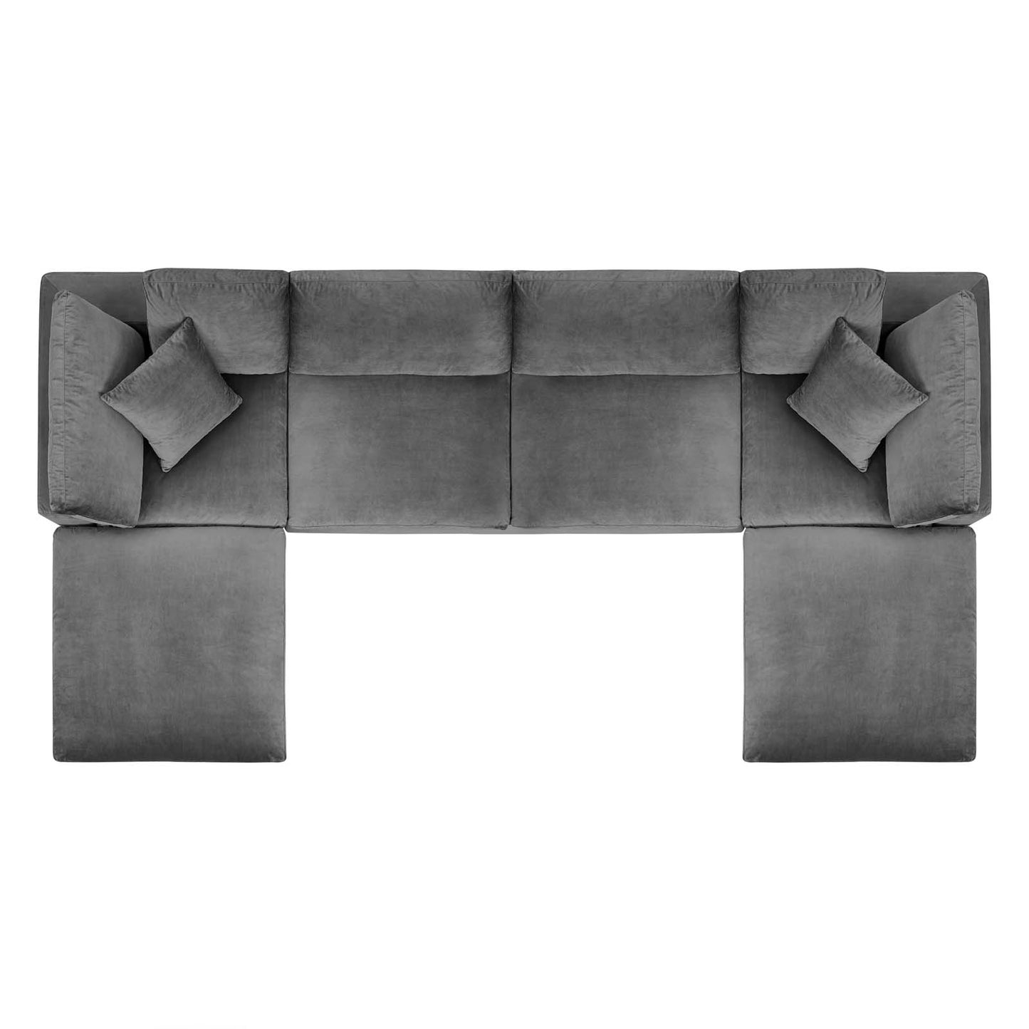 Commix Down Filled Overstuffed Performance Velvet 6-Piece Sectional Sofa, Velvet, Grey Gray, 20597