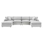 Commix Down Filled Overstuffed Performance Velvet 6-Piece Sectional Sofa, Velvet, Light Grey Gray, 20598
