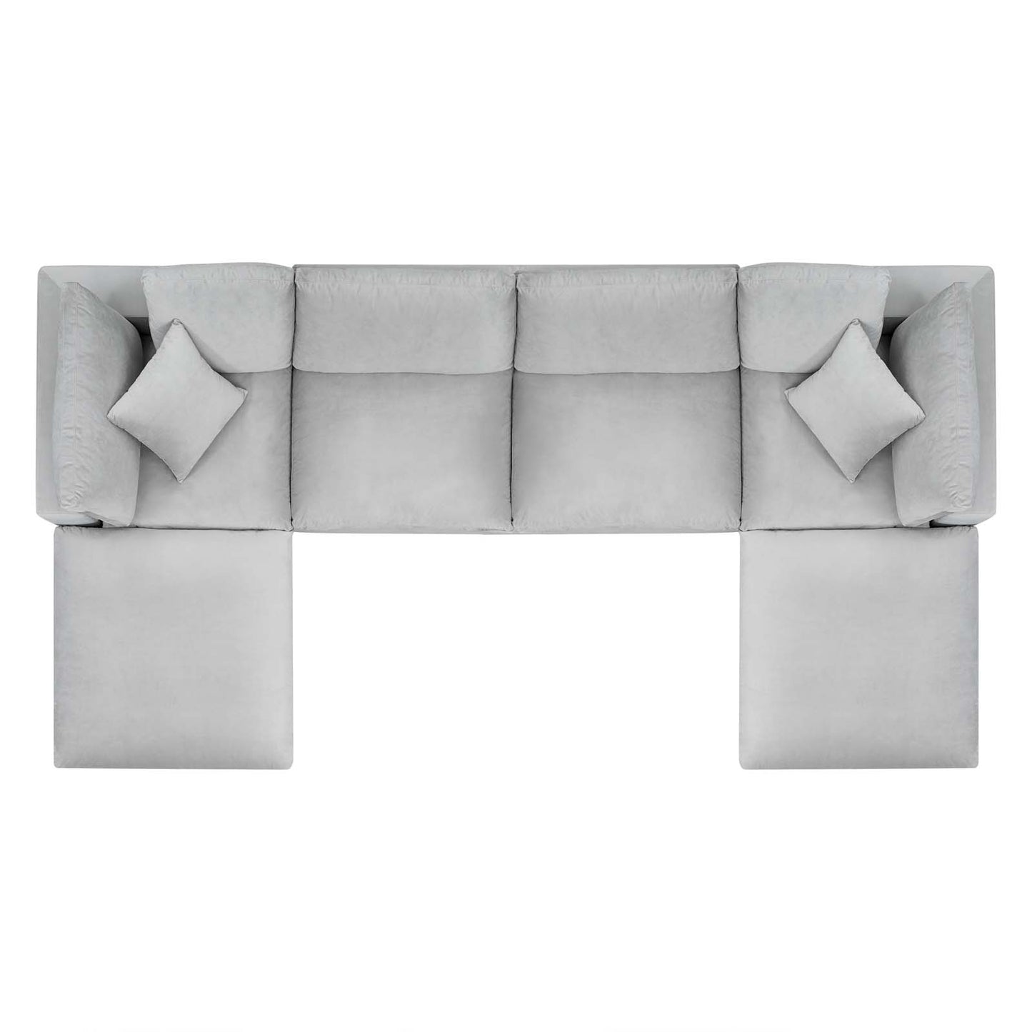 Commix Down Filled Overstuffed Performance Velvet 6-Piece Sectional Sofa, Velvet, Light Grey Gray, 20598