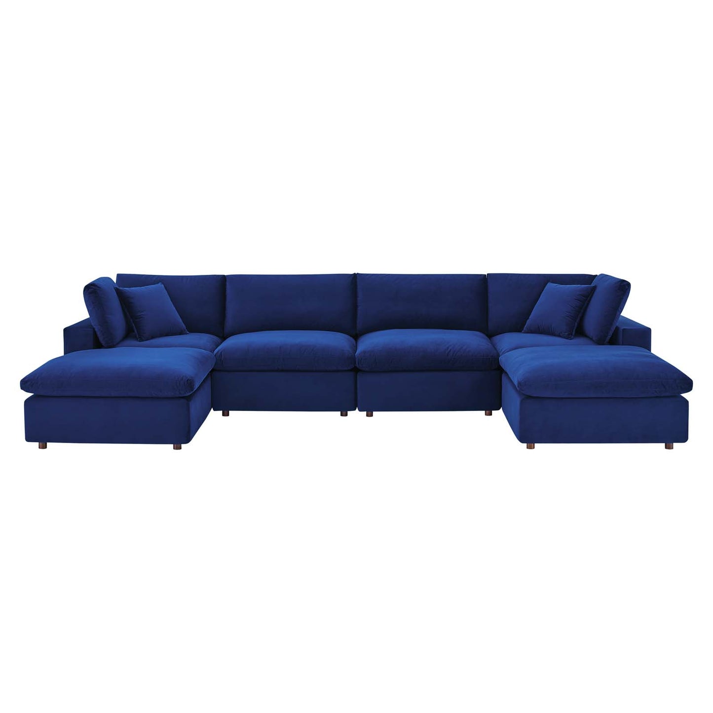 Commix Down Filled Overstuffed Performance Velvet 6-Piece Sectional Sofa, Velvet, Blue Navy, 20599