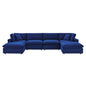Commix Down Filled Overstuffed Performance Velvet 6-Piece Sectional Sofa, Velvet, Blue Navy, 20599