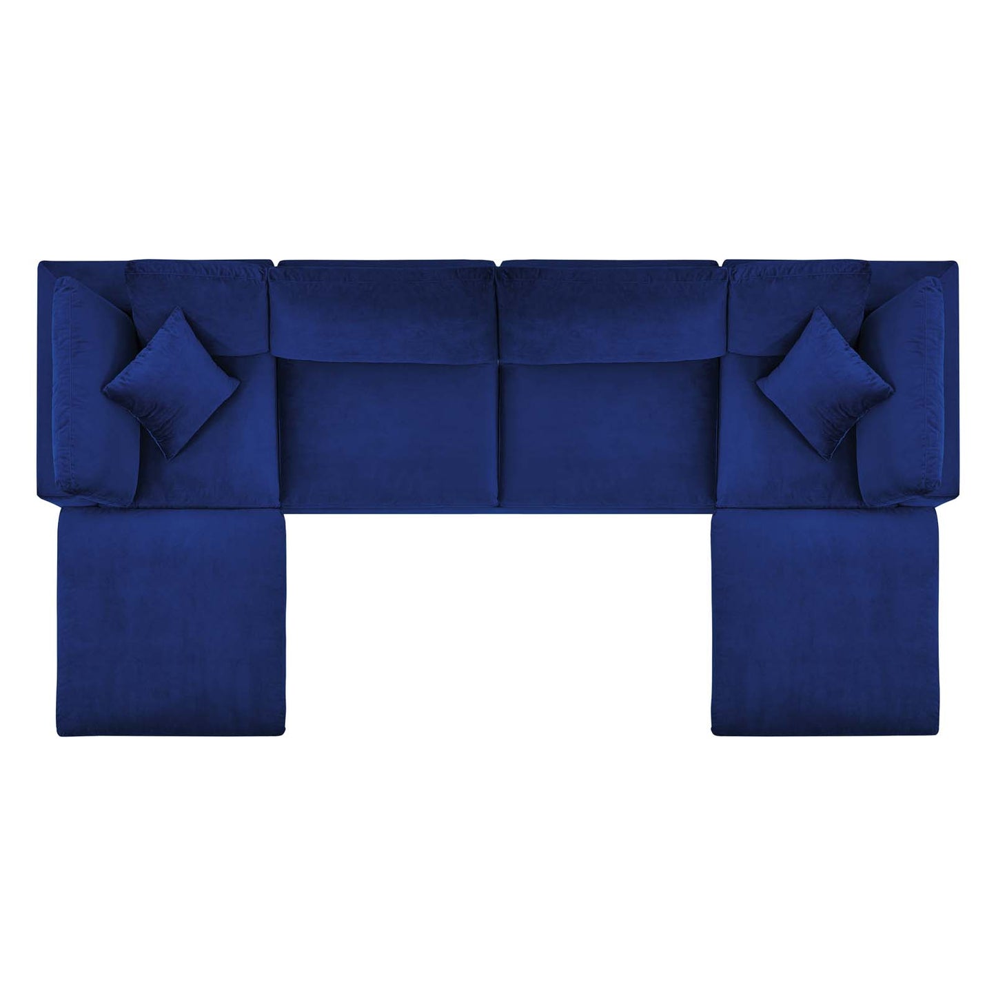 Commix Down Filled Overstuffed Performance Velvet 6-Piece Sectional Sofa, Velvet, Blue Navy, 20599