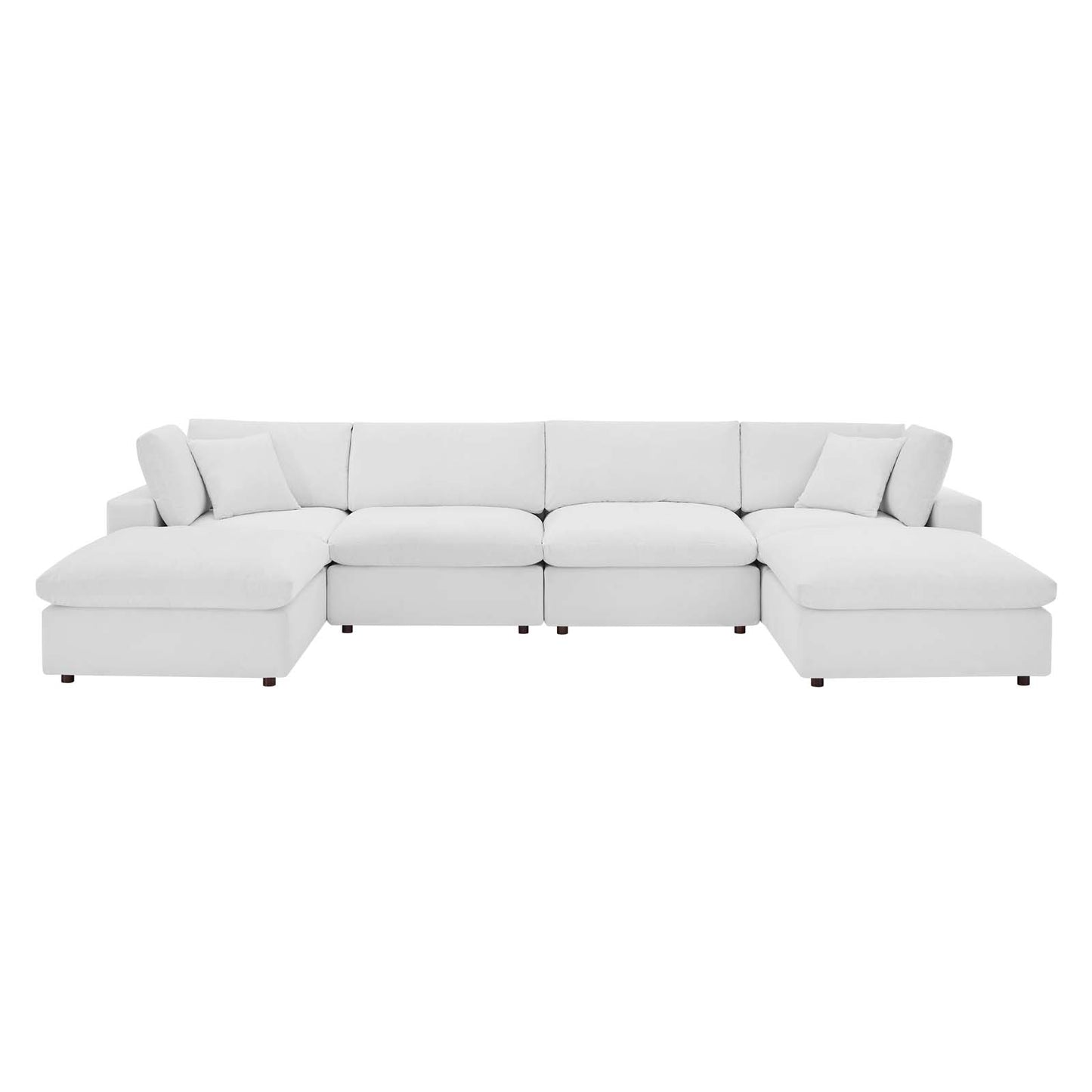 Commix Down Filled Overstuffed Performance Velvet 6-Piece Sectional Sofa, Velvet, White, 20600
