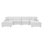 Commix Down Filled Overstuffed Performance Velvet 6-Piece Sectional Sofa, Velvet, White, 20600