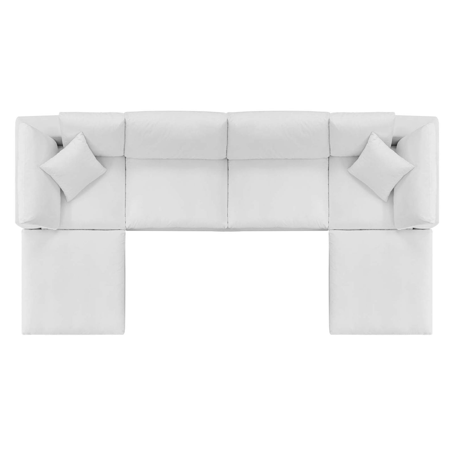 Commix Down Filled Overstuffed Performance Velvet 6-Piece Sectional Sofa, Velvet, White, 20600