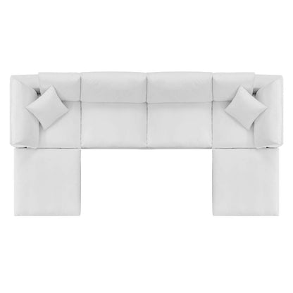 Commix Down Filled Overstuffed Performance Velvet 6-Piece Sectional Sofa, Velvet, White, 20600