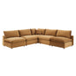 Commix Down Filled Overstuffed Performance Velvet 5-Piece Sectional Sofa, Velvet, Brown, 20601