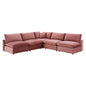 Commix Down Filled Overstuffed Performance Velvet 5-Piece Sectional Sofa, Velvet, Pink, 20602