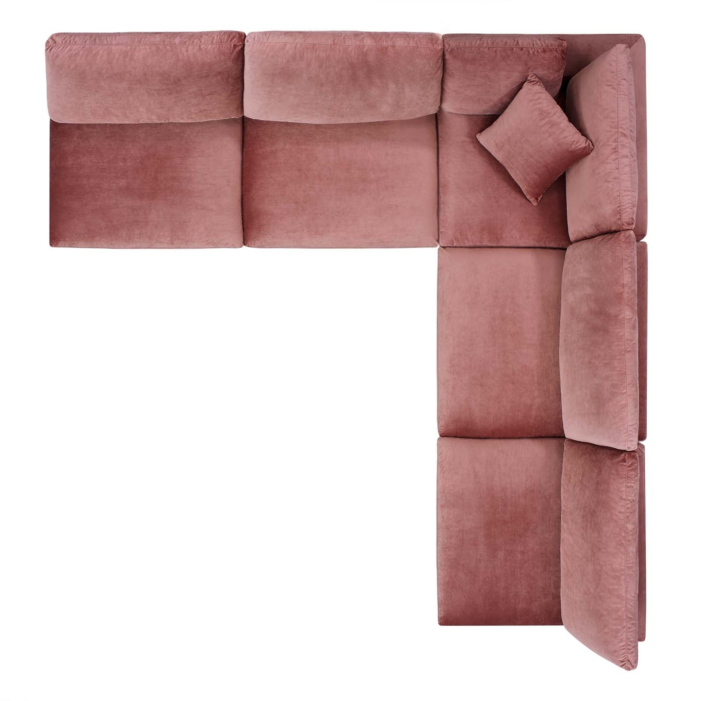 Commix Down Filled Overstuffed Performance Velvet 5-Piece Sectional Sofa, Velvet, Pink, 20602