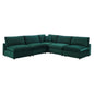 Commix Down Filled Overstuffed Performance Velvet 5-Piece Sectional Sofa, Velvet, Green, 20603