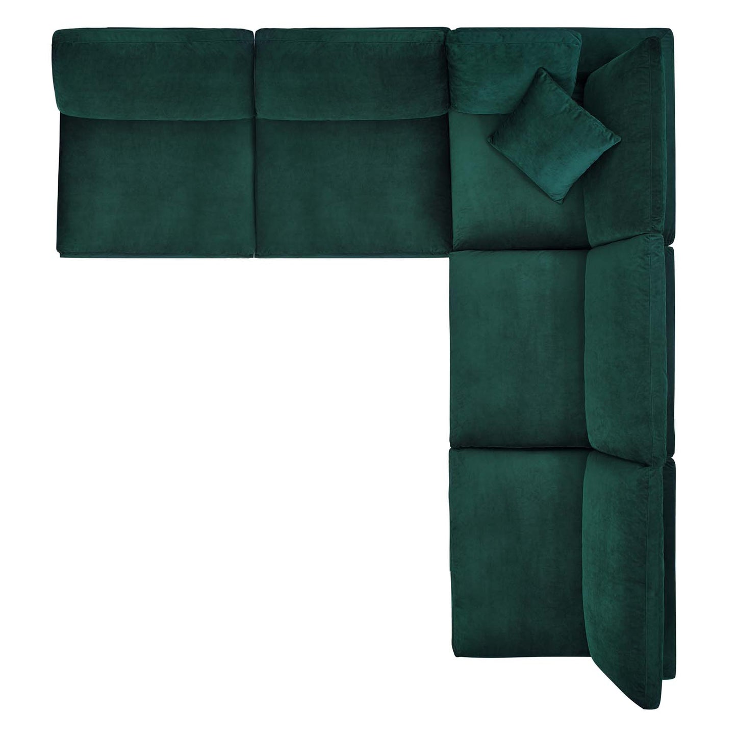 Commix Down Filled Overstuffed Performance Velvet 5-Piece Sectional Sofa, Velvet, Green, 20603