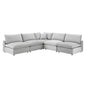 Commix Down Filled Overstuffed Performance Velvet 5-Piece Sectional Sofa, Velvet, Light Grey Gray, 20605