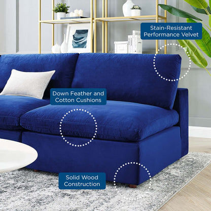 Commix Down Filled Overstuffed Performance Velvet 5-Piece Sectional Sofa, Velvet, Light Grey Gray, 20605
