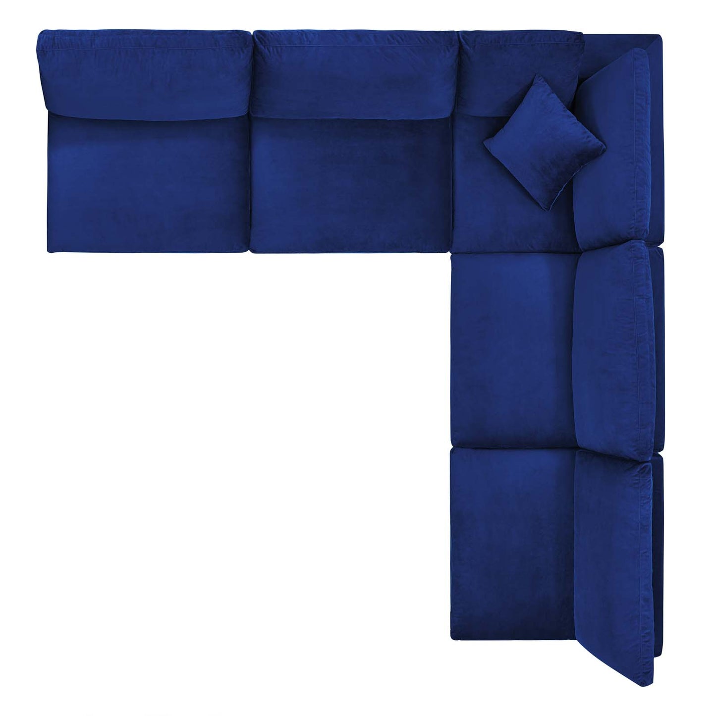 Commix Down Filled Overstuffed Performance Velvet 5-Piece Sectional Sofa, Velvet, Blue Navy, 20606