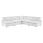 Commix Down Filled Overstuffed Performance Velvet 5-Piece Sectional Sofa, Velvet, White, 20607
