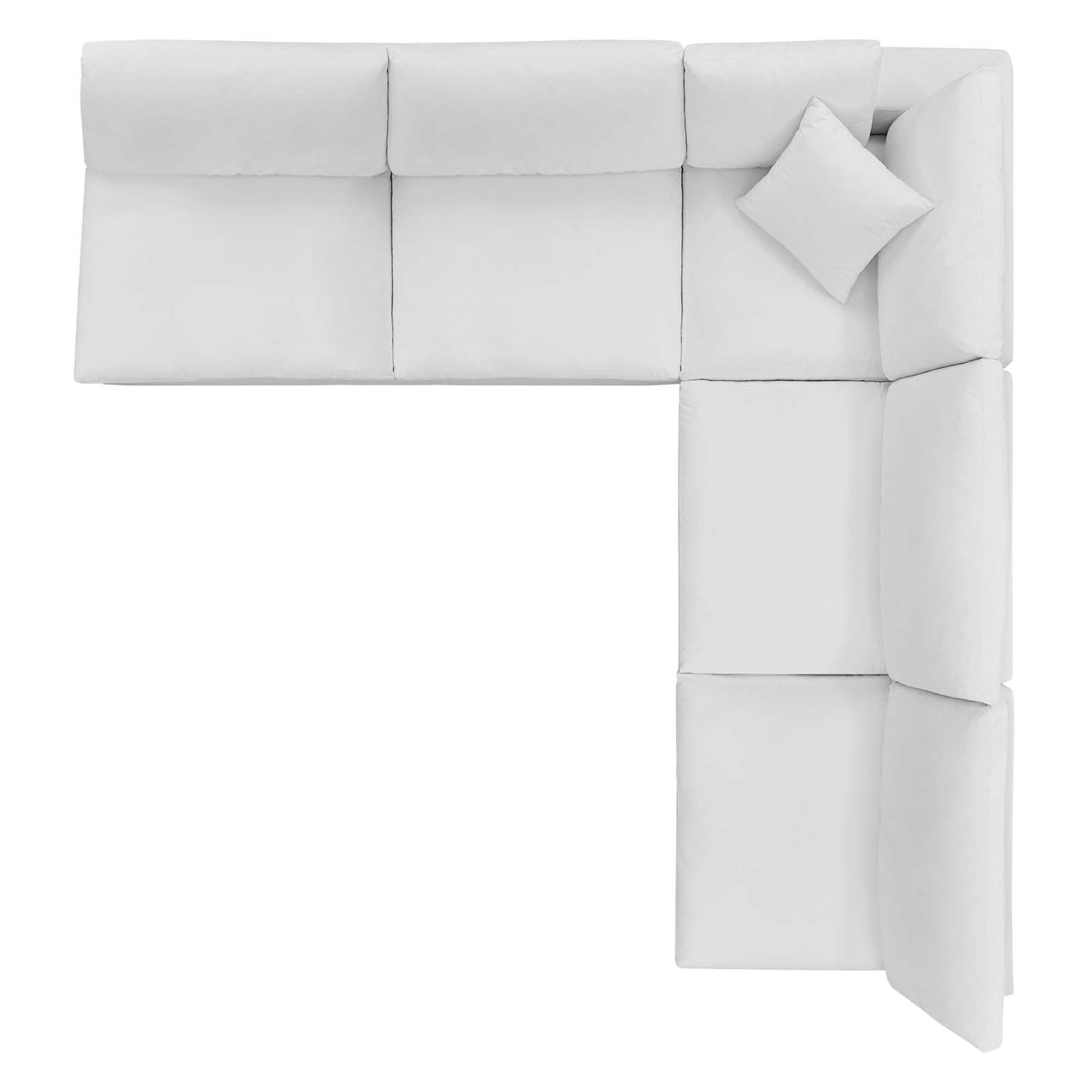 Commix Down Filled Overstuffed Performance Velvet 5-Piece Sectional Sofa, Velvet, White, 20607