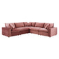 Commix Down Filled Overstuffed Performance Velvet 5-Piece Sectional Sofa, Velvet, Pink, 20609
