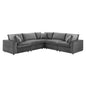 Commix Down Filled Overstuffed Performance Velvet 5-Piece Sectional Sofa, Velvet, Grey Gray, 20611