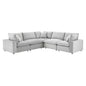 Commix Down Filled Overstuffed Performance Velvet 5-Piece Sectional Sofa, Velvet, Light Grey Gray, 20612