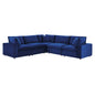 Commix Down Filled Overstuffed Performance Velvet 5-Piece Sectional Sofa, Velvet, Blue Navy, 20613